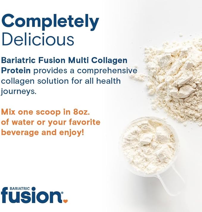Bariatric Fusion Unflavored Multi Collagen Protein Powder | Hydrolyzed Collagen Peptides Powder Plus Joint Support Complex of MSM and Glucosamine | Type 2 | Dairy Gluten &amp Soy Free | 30 Servings