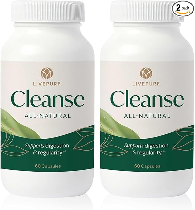 PURE Cleanse Capsules | Gentle Digestive Support for Women | Plant-Based Vegan &amp Non-GMO Formula | Supports Gut Health &amp Digestive Comfort | Clean Wellness Supplement | 60 Capsules (Pack of