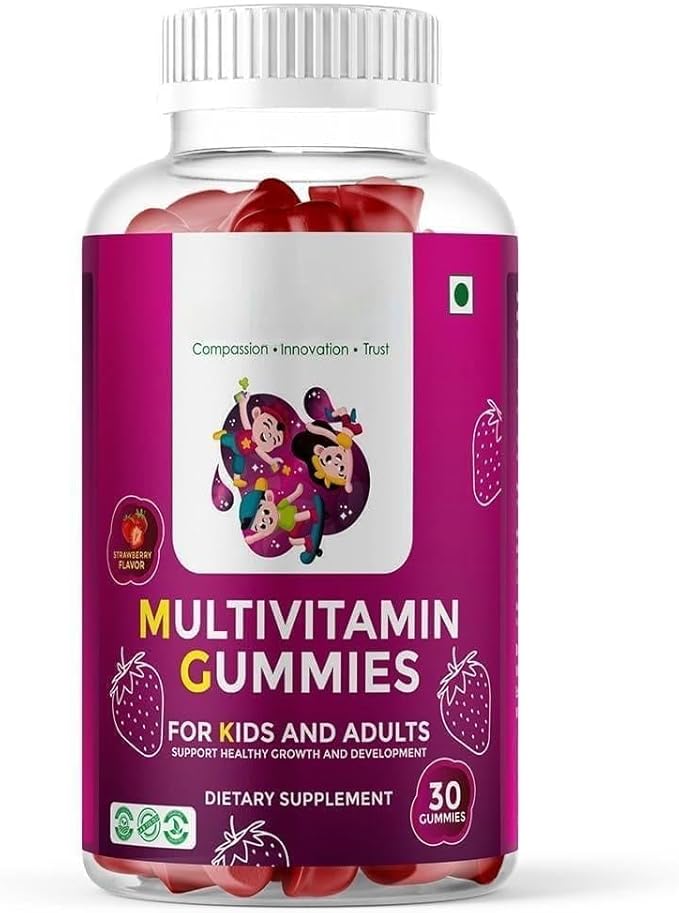 Multivitamin Gummies for Kids Hair Skin and Nails Potency Supplement with Calcium Biotin Vitamin A B C Immunity Gummy in Fruit Flavor for Adults &amp Kids 30 Gummies (Pack of 1)