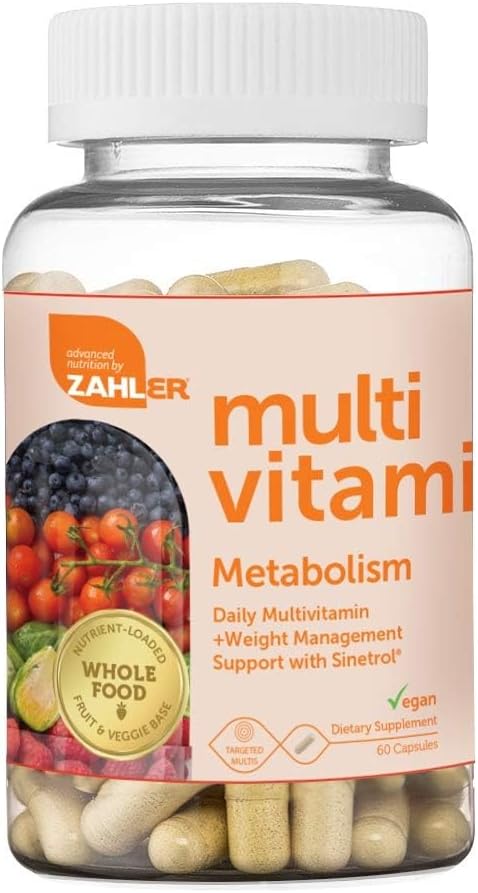 Zahler Multivitamin Metabolism + Weight Management Support for Women and Men with Iron Certified Kosher 60 Capsules