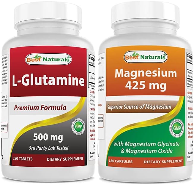 Best Naturals L-Glutamine 500 mg &amp Magnesium Glycinate 425 mg