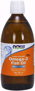 NOW Supplements Omega-3 Fish Oil Liquid Molecularly Distilled Lemon Flavored 16.9-Ounce