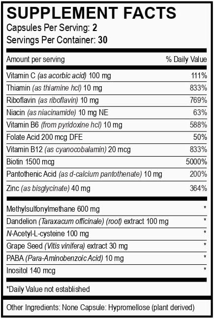 Vita4Life!® Biotin 2000mcg + MSM Hair Growth Vitamins for Women &amp Men | Hair Skin &amp Nail Support Supplement with Vitamin A E Zinc | Fast Absorbing Capsules 60 Count 30-Day Supply
