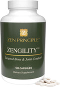 Zen Principle Zengility™ Joint Support &amp Bone Strength Supplement – Fast-Acting Relief with Glucosamine MSM Plant Calcium Vitamin K2 &amp D3. Vegan Formula for Mobility &amp Comfort. 120 Caps