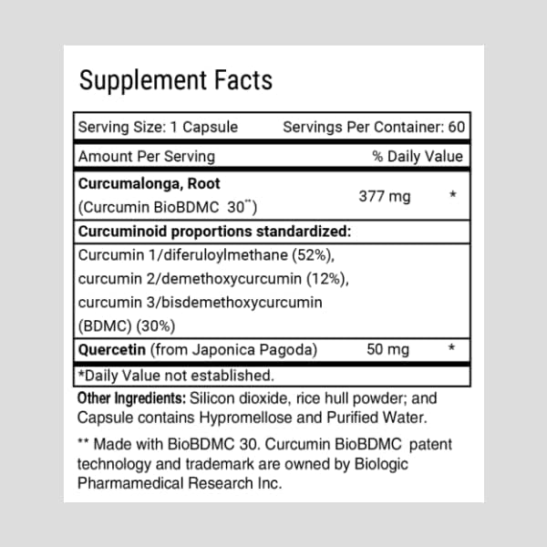Advanced Bionutritionals Curcumitol-Q® – BioBDMC® Curcumin Supplement - Curcumin I II &amp III with Quercetin
