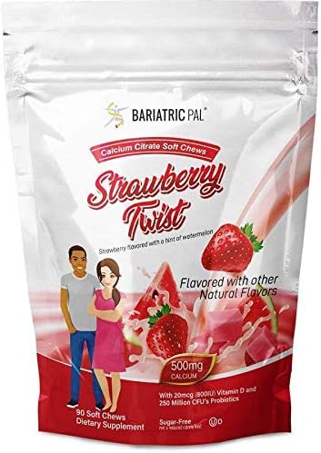 BariatricPal 30-Day Bariatric Vitamin Bundle (Multivitamin ONE 1 per Day! Iron-Free Capsule and Calcium Citrate Soft Chews 500mg with Probiotics - Strawberry Twist)