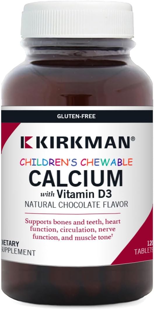 Children's Chewable Calcium with Vitamin D3 Natural Chocolate 120 Tablets Kirkman Labs