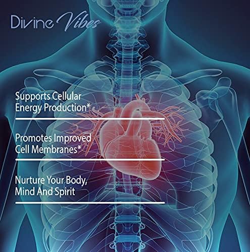Divine Vibes CoQ10 200 mg - High Absorption Co-Q10 - Active Antioxidant Form of Co-Q10 - Supports Mitochondrial Energy Production and Cardiovascular Health