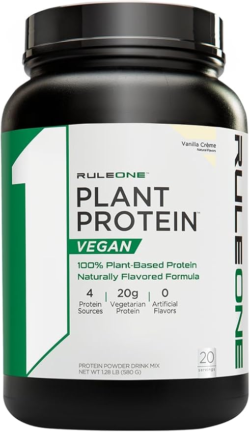 Rule 1 Plant Protein - Vegan Gluten-Free Dairy Free &amp Soy Free Protein Powder with 20g Protein per Serving (20 Servings Pure Vanilla)