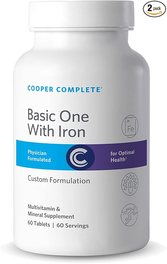 Cooper Complete Basic One Multivitamin with Iron - 60 Tablets per Bottle. Pack of 2