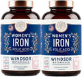 Iron and Folic Acid Supplements for Women - 35mg Gentle Iron Vitamin Folic Acid 400mcg - Anemia Period Pregnancy Support Supplement Ferrous Sulfate Pills - 120 Vegan Non-Constipating Tablets