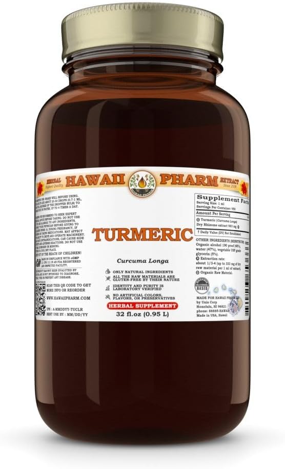 Turmeric (Curcuma Longa) Dry Rhizome Tincture All Natural Vegan Pure Liquid Extract - 32 fl.oz