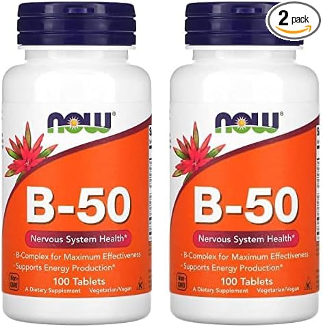 NOW Supplements Vitamin B-50 mg Energy Production* Nervous System Health* 100 Tablets (Pack of 2)