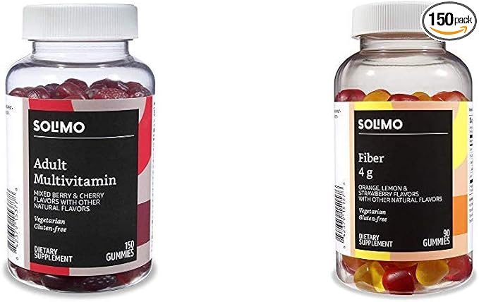 Amazon Basics Adult Multivitamin (150 Gummies) and Amazon Basics Fiber Gummies (90 Gummies)