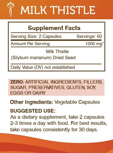 Secrets of the Tribe Milk Thistle 120 Capsules Made with Vegetable Capsules and Milk Thistle Silybum marianum (120 Capsules)