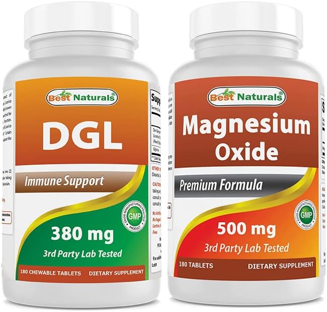 Best Naturals DGL Chewable 380 mg &amp Magnesium Oxide 500 mg