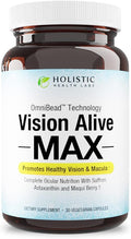 Holistic Health Labs Vision Alive Max with 8 Natural Ingredients Lutemax® 2020 Bilberries Blueberries c3g from Black Currant Maqui Berry Saffron and Astaxanthin (30 Count (Pack of 1))