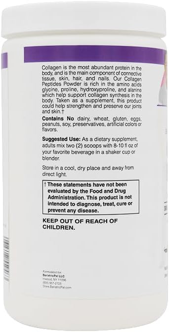 BariatricPal Collagen Peptides Powder (Hydrolyzed Type 1 &amp 3 Grass Fed) Skin Hair Nail &amp Joint Support - Vanilla