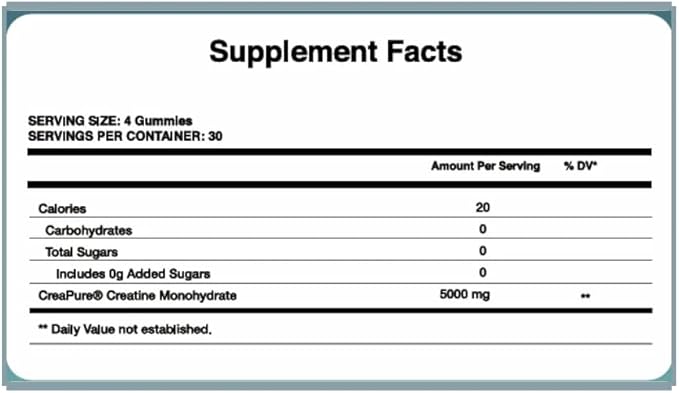Zenos Health CreaZen - Creatine Monohydrate Gummies - Creatine Supplement for Muscle Growth Strength Recovery &amp ATP Boost Preworkout Supplements - Made in USA Blueberry Flavor - 120 Count