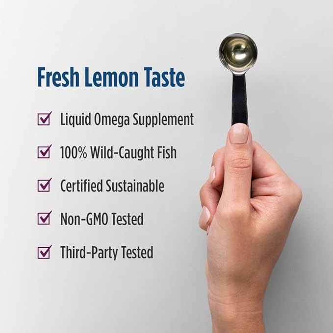 Nordic Naturals Complete Omega Lemon Flavor - 8 oz - 1270 mg Omega-3 - EPA &amp DHA with Added GLA - Healthy Skin Cognition Positive Mood - Non-GMO - 48 Servings