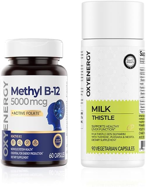 OxyEnergy Silymarin Milk Thistle 300mg Methyl Vitamin B12 5000mcg