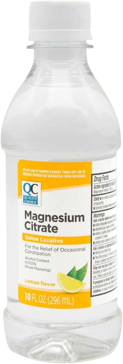 Quality Choice Magnesium Citrate Oral Solution Saline Laxative for The Relief of Occasional Constipation Lemon Flavor 10 Fl Oz (4)