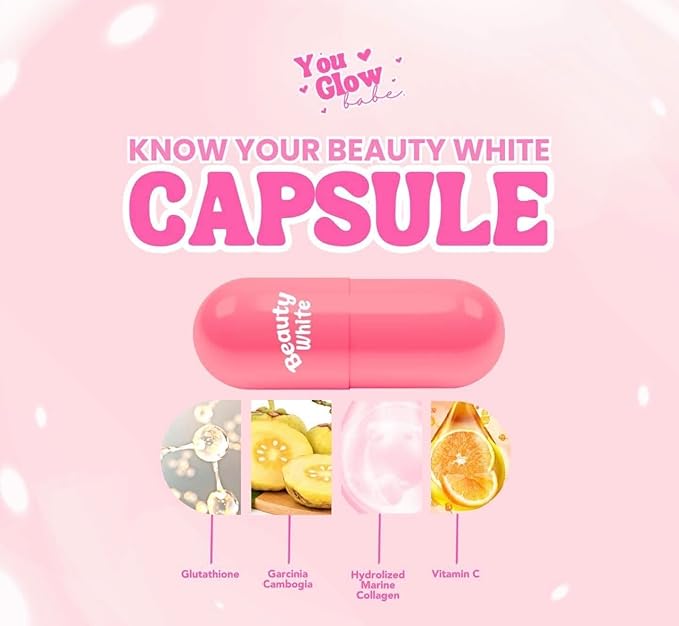 2 Packs You Glow Babe Beauty White 4 in 1 Glutathione Capsules - 30 Count per Pack