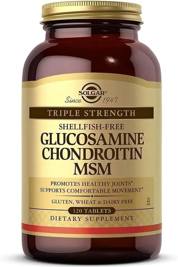 Solgar Triple Strength Glucosamine Chondroitin MSM 120 Tablets - Promotes Healthy Joints Supports Comfortable Movement - Shellfish Free - Gluten Free Dairy Free - 60 Servings
