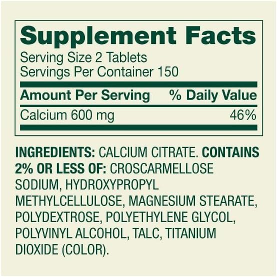H4U - Spring Valley Calcium Citrate Tablets Dietary Supplement for Bone &amp Joint Health 600 mg 300 Count