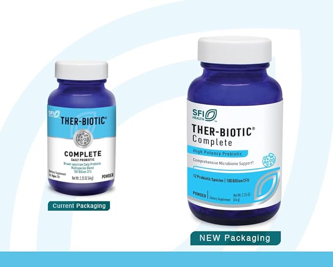 Klaire Labs SFI Health Ther-Biotic Complete Probiotic Powder - 100 Billion CFU - Men's and Women's Probiotics for Digestive Health &amp Immune Support - Dairy-Free Hypoallergenic (60 Servings 64g)