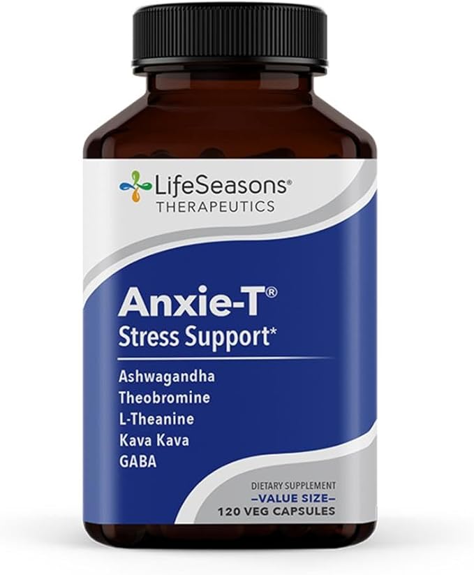 LifeSeasons Anxie-T with Rest-ZZZ - Supports Mood &amp Mental Focus - Feel Calm and Relaxed - Eases Tension &amp Nervousness - Ashwagandha Kava Kava GABA &amp L-Theanine - 240 Capsules