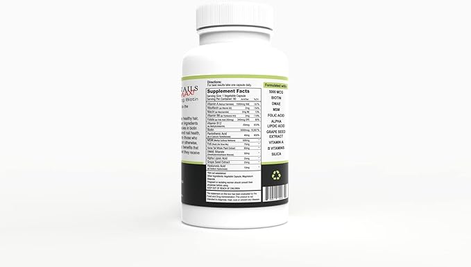 Wellgenix Purvana MAX Hair Skin and Nails Supplement – 5000mcg Biotin with MSM &amp B-Complex – Supports Thicker Hair Stronger Nails &amp Glowing Skin – 180 Veggie Capsules (2 Pack)