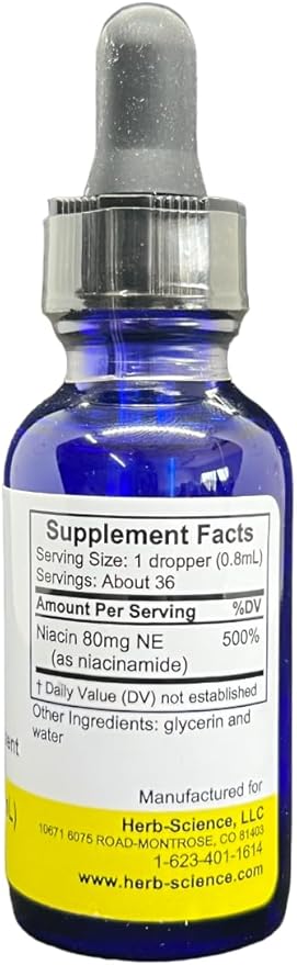 Liquid Vitamin B3 (Niacin) Dietary Supplement – Vegan Alcohol-Free Quality Tested – 1 fl oz (36 Servings)