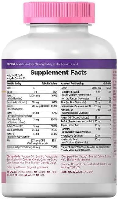 GOOFY TURTLE Natural Hair Skin and Nails 5000 mcg of Biotin - 250 Coated Tablets Extra Strength