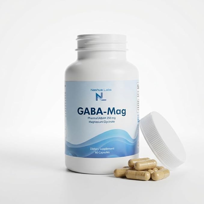 GABA-Mag - GABA Supplement - 250 mg Natural Source Gamma-Aminobutyric Acid with Magnesium Glycinate - Promotes a Calm Relaxed Focused State of Mind - 60 Capsules