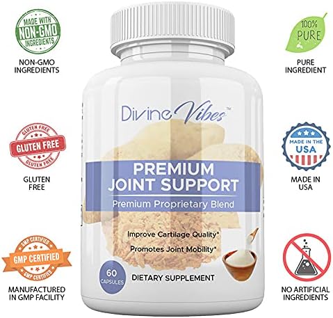 Divine Vibes Glucosamine Chondroitin Turmeric MSM Boswellia - Joint Supplement 60 Tablets