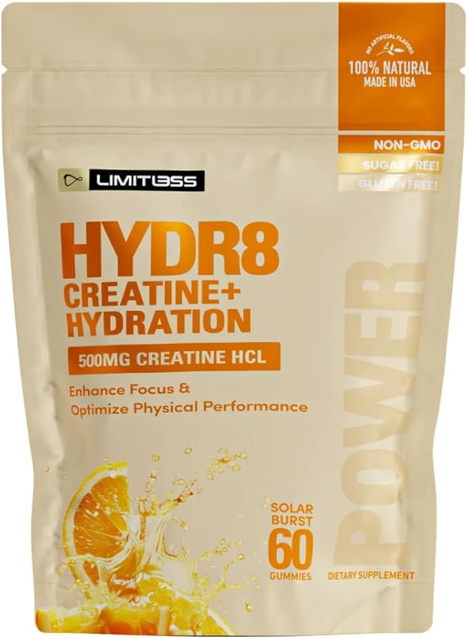 Limitless HYDR8 Creatine + Hydration Gummies - 30 Day Supply