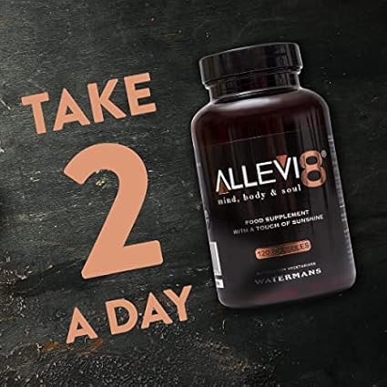 Watermans Allevi8 Curcumin Turmeric Ginger Frankincense Vitamin D &amp Black Pepper Extract for Best Absorption - Daily Joint &amp Mental Health Immune Health Support