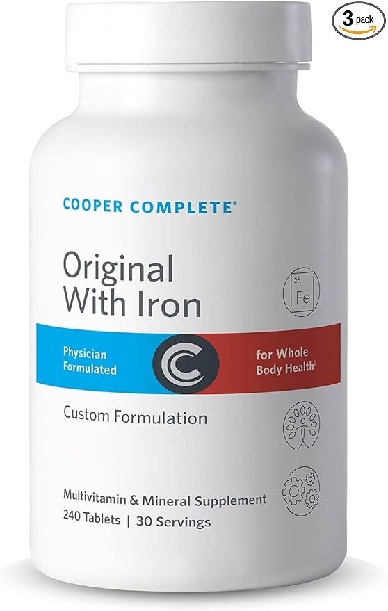 Cooper Complete - Original Comprehensive Multivitamin with Iron - Daily Multivitamin and Mineral Supplement - 240 Tablets per Bottle. Pack of 3