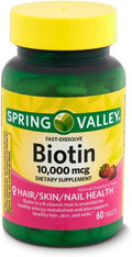 Fast-Dissolve Biotin Dietary Supplement 10000 mcg 60 Count