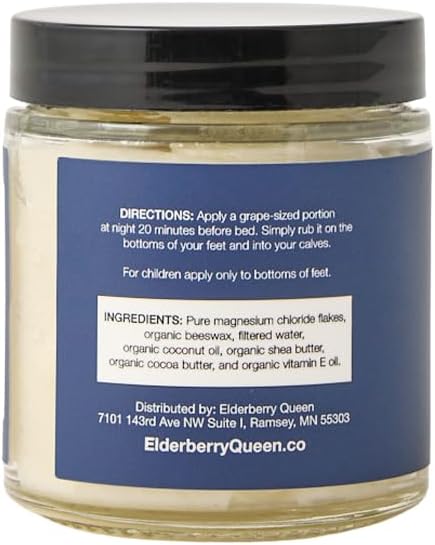 Elderberry Queen Sweet Serenity Magnesium Balm for Sleep 4 oz Kid Safe (Unscented)