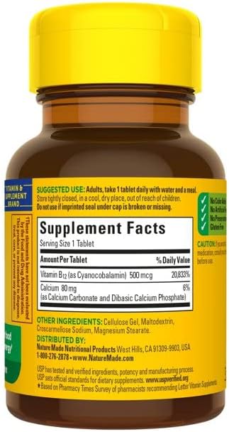 Nature Made Vitamin B-12 500 mcg Tablets 100 ea (Pack of 2)