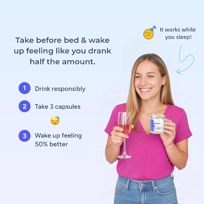 Supplement | Support Your Liver &amp Feel Better After Drinking | with DHM + L-Cysteine | Vegan Capsules for Energy | Prickly Pear B-Vitamins Ginger | 12 Doses