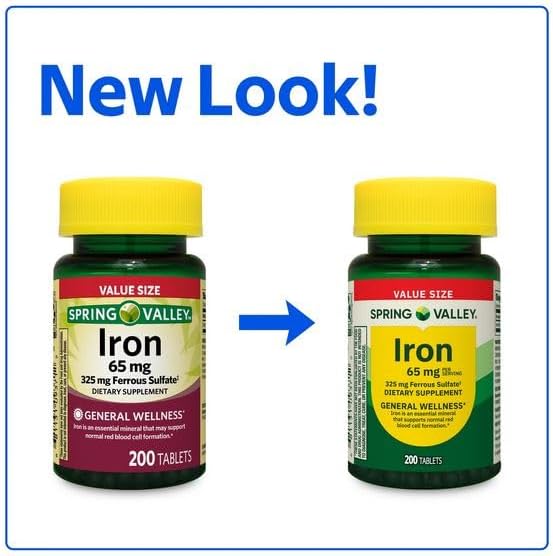 H4U Spring Valley General Health &amp Wellness Iron Tablets Dietary Supplement Value Size 65 mg 200 Count