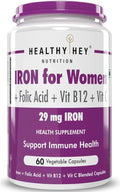 Iron Supplement for Women -100% Chelated - with Vitamin B12 Folic Acid &amp Vitamin C for High Absorption (60 Veg Capsules)