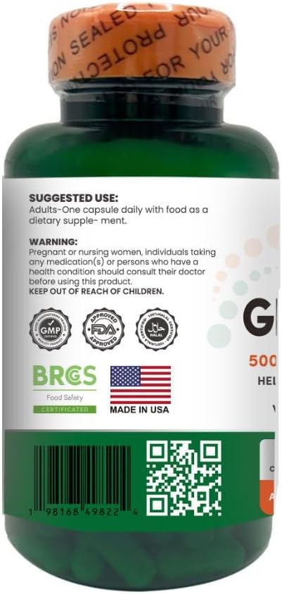 H4U Premium Glutathione Supplement - 50000 mcg Capsules - Antioxidant Support for Liver Health Skin Whitening and Anti-Aging - 60 Count - Gluten-Free Non-GMO