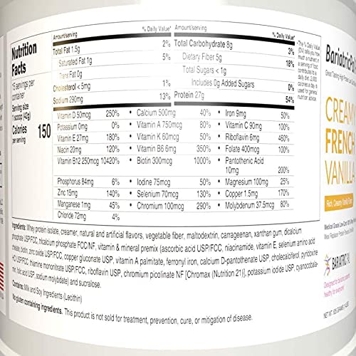 Protein ONE Complete Meal Replacement with Multivitamin Calcium &amp Iron by BariatricPal - Creamy French Vanilla (15 Serving Tub)