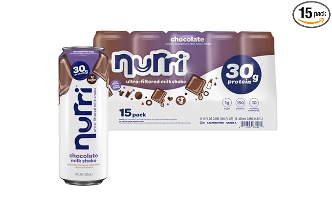Protein Milk Shake – Chocolate Flavor 30g Protein 1g Sugar 150 Calories 10 Vitamins &amp Minerals 11 fl oz Ready-to-Drink Shakes 15 Pack