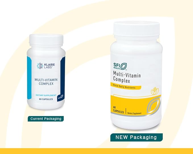 SFI Health Klaire Labs Multi-Vitamin Complex - Hypoallergenic Once-Daily Mineral-Free Multivitamin with Metafolin Folate Vitamin B6 &amp B12 (60 Capsules)