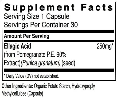 Rejuvenation Therapeutics High Potency Ellagic Acid Capsules 250mg | Improve Immunity &amp Eliminate Oxidative Stress | Premium Organic &amp Vegan | 30 Capsules 250 mg